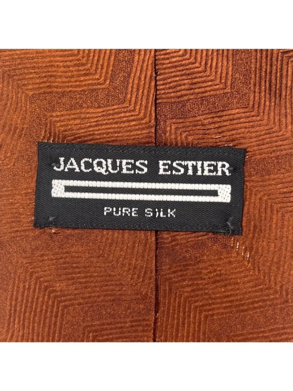 Jacques Ester Pure Silk Mens Tie Brown Geometric Chevron Pattern USA  (3/$15)